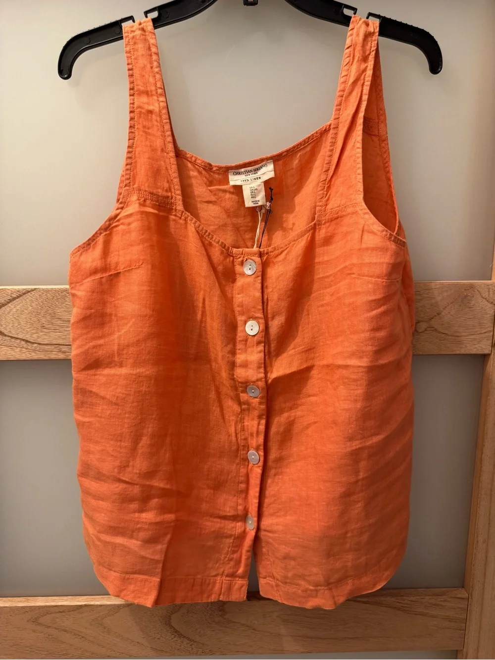 Christian Siriano Orange Linen Button-Front Camisole - Picture 2 of 3